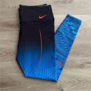 Nike Legendary Blue Leggings with Red Detail